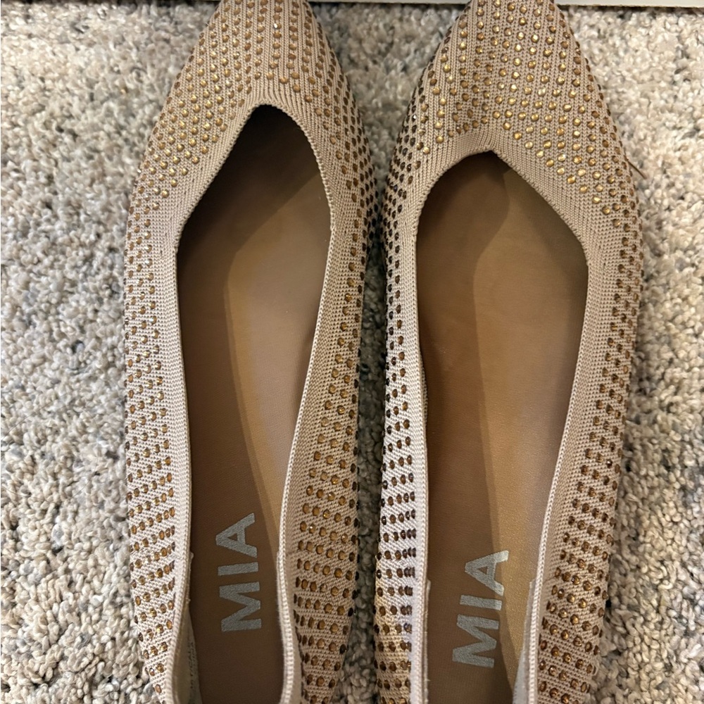 MIA Women's Gold Studded Flats